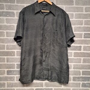 Marc Edwards 100% Silk Micro Plaid Mens Button Shirt Size Large